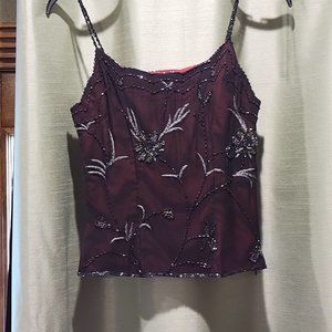 Heart Moon Star Wine and Black beaded Top Size 2